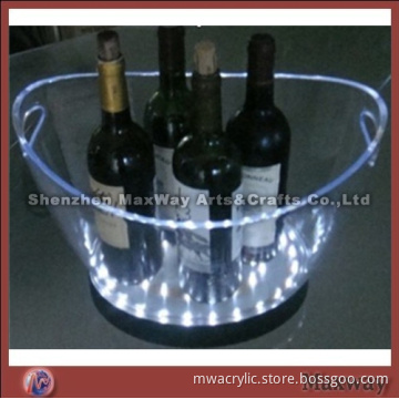 Elegant oval crystal lucite ice bucket/pail with led light